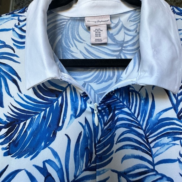 Tommy Bahama Blue and White Leaf Print Blouse - Picture 5 of 8